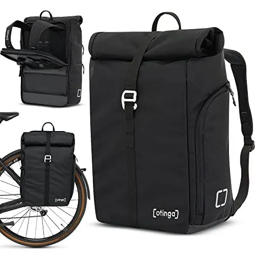 Produktbild: otinga Flip V1- Fahrradtasche und Rucksack in einem - extrem hohe Qualität und schickes Design - Geeignet als Gepäckträgertasche und Rucksack für jeden Gepäckträger und jedes Fahrrad (schwarz)