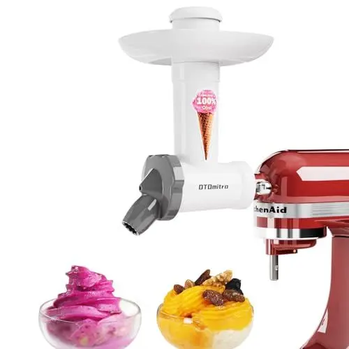 Produktbild: OTOmitra Eismaschine Aufsatz für Kitchenaid Standmixer, Fruchteismaschine Aufsatz ist aus BPA-freien, lebensmittelechten Materialien hergestellt und macht gefrorene Desserts, milchfreies Eismaschine