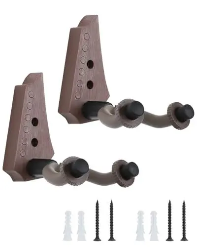 Produktbild: OTraki 2 Stück Gitarren Wandhalterung, ABS Gitarren Aufhänger für Wandanzeige, Abnehmbare Gitarren Wandhalterung für klassische akustische E Gitarren Ukulele stabiler Instrumentenhakenhalter Zubehör