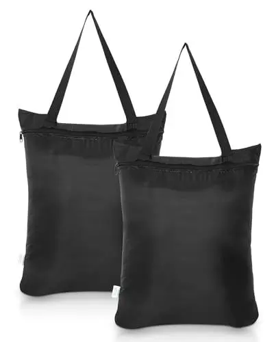 Produktbild: OTraki 2 Stück Wetbag, 40X50 cm Wickeltasche Wäschebeutel Reise Nasstasche mit Griff und Reißverschluss Waschbar Wäsche Beutel Wiederverwendbar Wasserdicht für Babywindeln Babytücher Nasse Badeanzüge