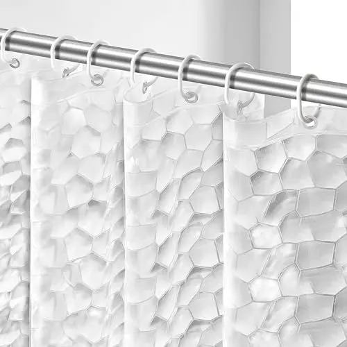 Produktbild: OTraki Duschvorhang Transparent 180 x 200cm Wasserwürfel Duschvorhänge Badvorhänge Fenster 3D Effekt Wasserdicht Anti Schimmel Eva Shower Curtains Halbtransparent Klar für Badezimmer