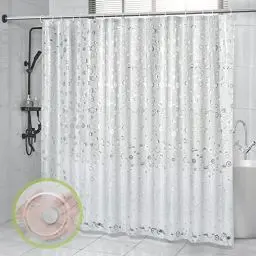 Produktbild: OTraki Duschvorhang Antischimmel 240x200cm Eva Wasserdicht Duschvorhänge mit 4 Magnete Unten 16 Duschvorhangringen Shower Curtains BadVorhang für Badewanne