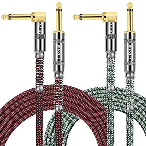 Produktbild: OTraki 2 Stück Gitarrenkabel 3M Gitarren Instrumentenkabel mit 6.3mm Guitar Cables Geräuschloses Gitarre Kabel Gitarreneffekte Gitarren Klinkenpatchkabel