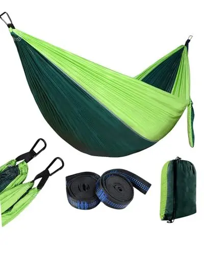 Produktbild: OTraki Hängematte Outdoor 270x140cm Reise Camping Hammock Ultraleicht Tragbare Faltbare Hammock Nylon Hängematten für 2 Personen Camping Zubehör für Outdoor Strand Wandern