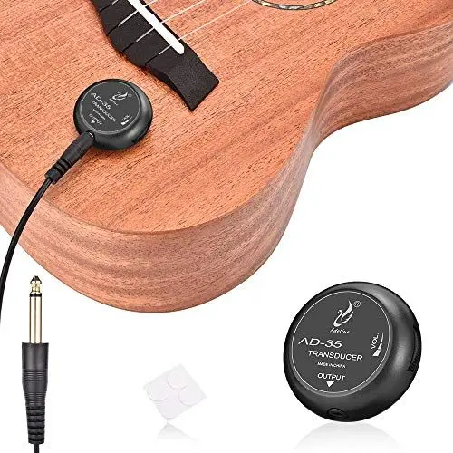 Produktbild: OTraki PiezoTonabnehmer Mini Piezo Pickup Kontakt Mikrofon Transducer mit 6,35mm Ausgangstecker für Gitarre Violine Banjo Mandoline