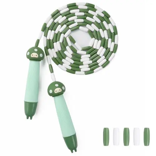 Produktbild: OTraki Springseil Kinder 280cm Seilspringen Bead Skipping Rope Springen Seil 4 5 6 7 8 9 10 jahre Kinderspiele für Jungen und Mädchen Fitness Training