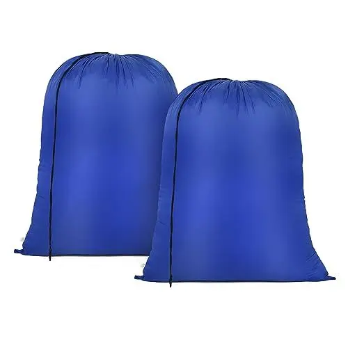 Produktbild: OTraki 2 Stück Wäschebeutel für Reisen, 70x90cm Wäschesack Reise Faltbarer Wäschebeutel mit Kordelverschluss Schmutzwäsche Wäschesammler Groß Schmutzwäschebeutel für Schlafsaal und Wäscheraum, Blau