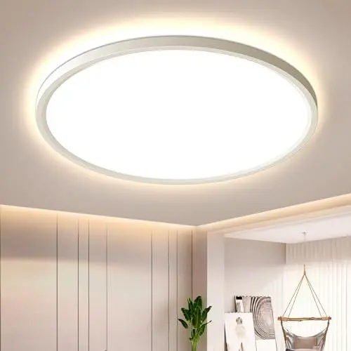 Produktbild: OTREN LED Deckenleuchte Flach, 4000K Rund Badlampe Deckenlampen, 1800LM Modern Panel Lampe für Badezimmer Wohnzimmer Schlafzimmer Badezimmer, IP44, Ø23CM