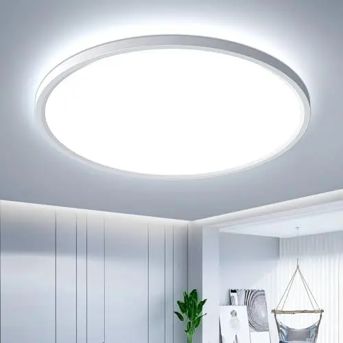 Produktbild: OTREN LED Deckenleuchte Flach, 6500K Rund Badlampe Deckenlampen, Modern Panel Lampe für Badezimmer Wohnzimmer Schlafzimmer Badezimmer,IP44, Ø23CM