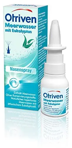 Produktbild: Otriven Meerwasser Nasenspray mit Eukalyptus befreit die verstopfte Nase bei Schnupfen durch eine natürlich abschwellende Wirkung, 20 ml