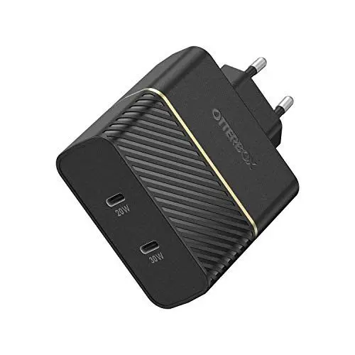 Produktbild: OtterBox EU Schnelllade Netzteil mit Zwei Anschlüssen, USB-C 30W PD + USB-C 20W PD - Schwarz