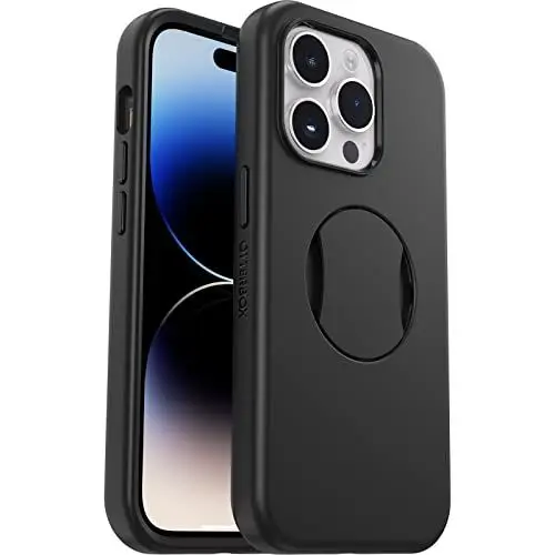 Produktbild: OtterBox OtterGrip Symmetry Hülle für iPhone 14 Pro für MagSafe, Sturzsichere, schützende Hülle mit eingebautem Griff, 3X getestet nach Militärstandard, Antimikrobieller Schutz, Schwarz