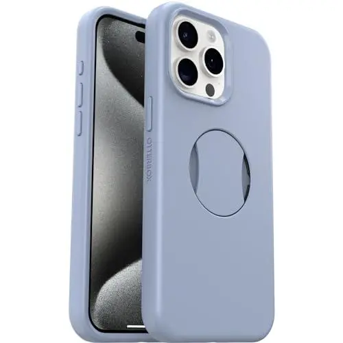 Produktbild: OtterBox OtterGrip Symmetry Hülle für iPhone 15 Pro Max für MagSafe, Sturzsichere, schützende Hülle mit eingebautem Griff, 3X getestet nach Militärstandard, Blau