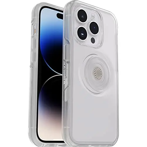 Produktbild: OtterBox Otter+Pop Hülle für iPhone 14 Pro, stoßfest, sturzsicher, schützende Hülle mit PopSockets PopGrip, 3X getestet nach Militärstandard, Transparent