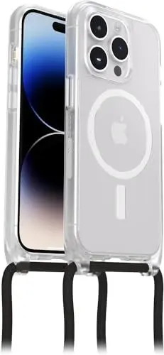 Produktbild: OtterBox React Necklace Hülle mit MagSafe für iPhone 14 Pro, schlanke, schützende Hülle mit justierbarer und abnehmbarer Kette, Getestet nach Militärstandard, Transparent-Keine Einzelhandelsverpackung