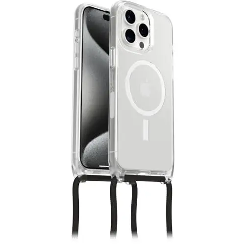 Produktbild: OtterBox React Necklace Hülle mit MagSafe für iPhone 15 Pro Max, ultraschlanke, schützende Hülle mit Verstellbarer und Abnehmbarer Handykette, Getestet nach Militärstandard, Transparent
