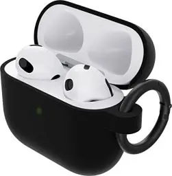 Produktbild: OtterBox Soft Touch Kopfhörer Hülle für AirPods 3. Gen 2021, stoßfeste, sturzsichere, ultraflache, kratz- und abriebfeste Schutzhülle für Apple AirPods, inklusive Karabiner, Schwarz