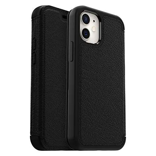 Produktbild: OtterBox Strada Hülle für iPhone 12 mini, stoßfest, sturzsicher,Premium Lederfolio mit Zwei Kartenhaltern, 3X getestet nach Militärstandard, Schwarz, Keine Einzelhandelsverpackung
