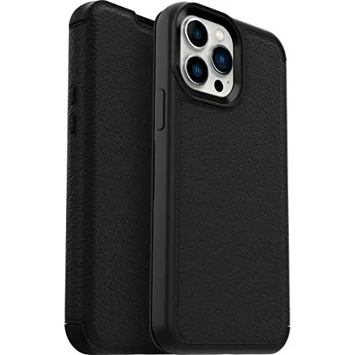 Produktbild: OtterBox Strada Hülle für iPhone 13 Pro Max/iPhone 12 Pro Max, stoßfest, sturzsicher,Premium Lederfolio mit Zwei Kartenhaltern, 3X getestet nach Militärstandard, Schwarz