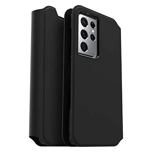 Produktbild: OtterBox Strada Via Hülle für Samsung Galaxy S21 Ultra 5G, stoßfest, sturzsicher, dünn, angenehme schützende Folio-Hülle mit Kartenhalter, 2X getestet nach Militärstandard, Schwarz