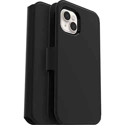 Produktbild: OtterBox Strada Via Hülle für iPhone 14 Plus, stoßfest, sturzsicher, dünn, angenehme schützende Folio-Hülle mit Kartenhalter, 2X Schwarz