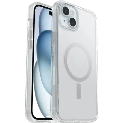 Produktbild: OtterBox Symmetry Clear für MagSafe transparente Hülle für iPhone 15 Plus/iPhone 14 Plus, stoßfest, sturzsicher, schützende Hülle, 3X getestet nach Militärstandard, Transparent