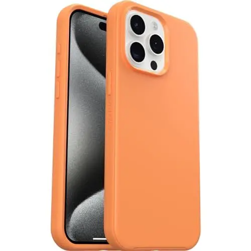 Produktbild: Otterbox Symmetry für MagSafe Hülle für iPhone 15 Pro Max, stoßfest, sturzsicher, schützende dünne Hülle, 3X getestet nach Militärstandard, Orange