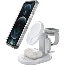 Produktbild: OtterBox kabellose 3 in 1 MagSafe Ladestation, Starke Magnetische Ausrichtung und Halt für MagSafe Produkte, Elegante Ladelösung für iPhone, Airpods Pro und Apple Watch, Weiß