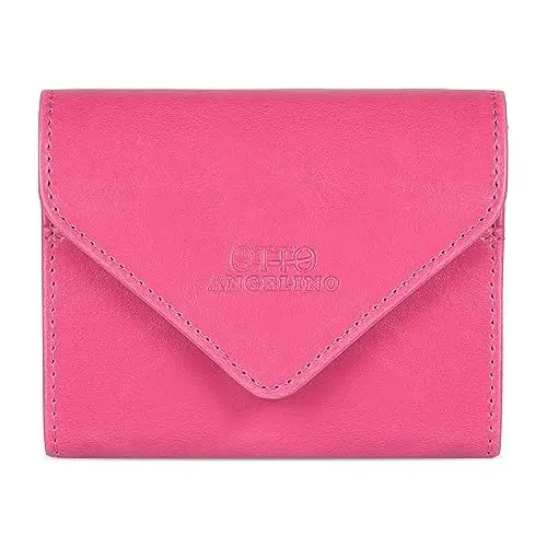 Produktbild: Otto Angelino Münz- und Kreditkarten-Organizer aus Leder – RFID-Blockierung – Unisex - Rosa