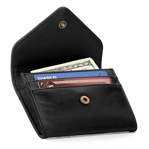 Produktbild: Otto Angelino Münz- und Kreditkarten-Organizer aus Leder – RFID-Blockierung – Unisex - Schwarz