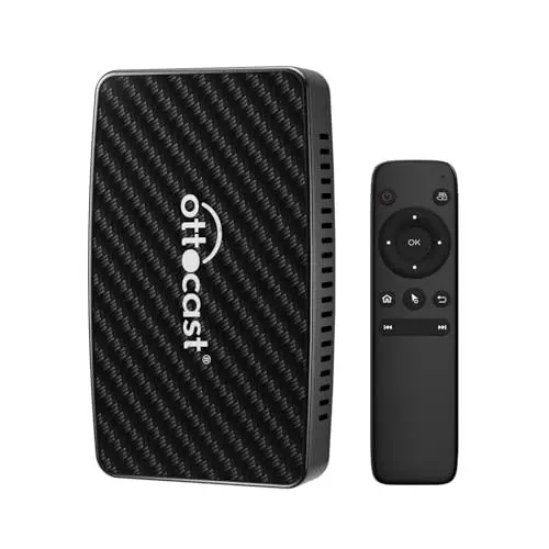 Produktbild: Ottocast Play2Video Pro AI Box, Kabelloser CarPlay & Android Auto Adapter Satz mit Bluetooth-Fernbedienung & Y-Kabel für Fahrzeuge mit werksseitigem CarPlay, unterstützt YouTube Netflix USB-Stick