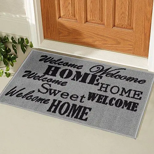 Produktbild: Ottomanson Fußmatten-Kollektion rechteckige Fußmatte mit Aufschrift „Sweet Home“, 50 cm x 75 cm, Grau