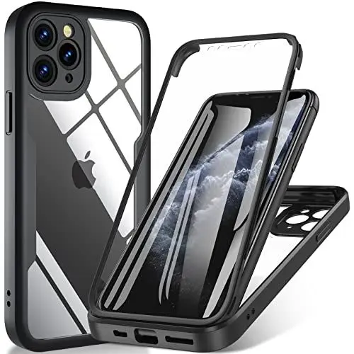 Produktbild: ottpluscase Hülle für iPhone 11 Pro, 360 Grad Schutzhülle Stoßfest Panzerhülle mit Eingebautem Displayschutz Robust Bumper Full Cover Outdoor Case Handyhülle für iPhone 11 Pro (5,8