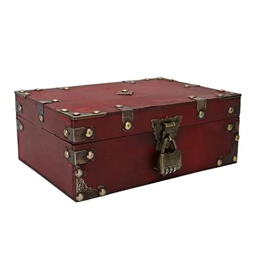 Produktbild: Otufan Schmuckschatulle aus Holz, Retro-Schmuckkästchen für Damen, Blumenschnitzereien, handgeschnitzt, für Holzschmuck, Andenken, Truhe, Organizer, Geschenke