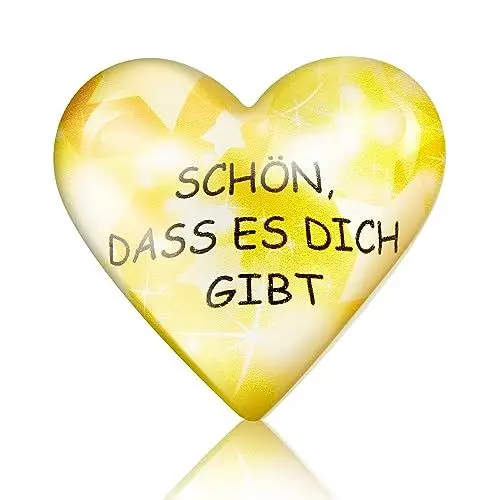 Produktbild: Otuuz 1 Stück Sorgenstein SCHÖN DASS ES Dich GIBT Herzform Glücksstein Herz Glücksbringer Herzförmiger Handschmeichler Mutmacher Geschenk für Freunde Familie