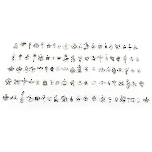 Produktbild: OUCRIY Silber-Charms, Charms für Lehrer, 8 X 7 X 1, 100 Stück, Gemischte Muster, Tibetische Silber-Charms, Zubehör, Teile, Anhänger, Basteln