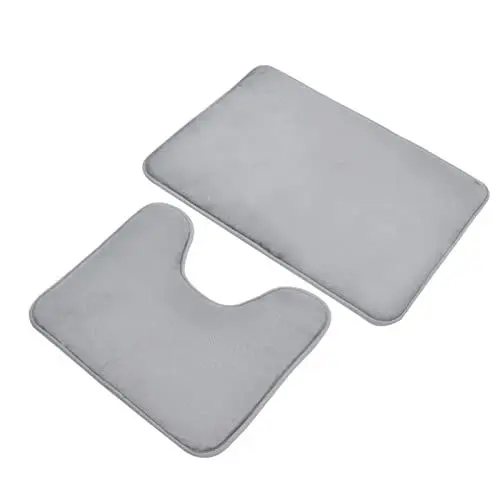 Produktbild: OUCRIY WC-Vorleger aus Memory-Schaum, 2 Stück, Konturiert, Extra Weich, Saugfähig, 40 X 50 cm, U-Form + 50 X 70 cm, Rechteckig