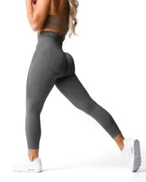 Produktbild: OUDOTA Leggings Damen NO Scrunch Sportleggins Blickdicht Push Up Sporthose Seamless High Waist Yoga Hose Gym Leggins für Sport & Alltag Schwarz-Grau,S