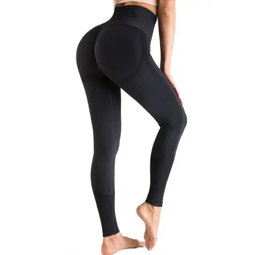 Produktbild: OUDOTA Sport Leggings Damen Scrunch Butt Gym Leggins Seamless High Waist Butt Lifting Yoga Hose Shape Push Up Sportleggins Damen Lang Schwarz,M