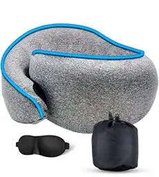 Produktbild: OUGE Nackenkissen Flugzeug,Reisekissen Memory Foam & Auto Travel Pillow,Weiches Memory Foam Baumwolle Kissenüberzug Maschinenwaschbar Nackenhörnchen Nackenstützkissen für Flugzeug,Auto,Büro Camping