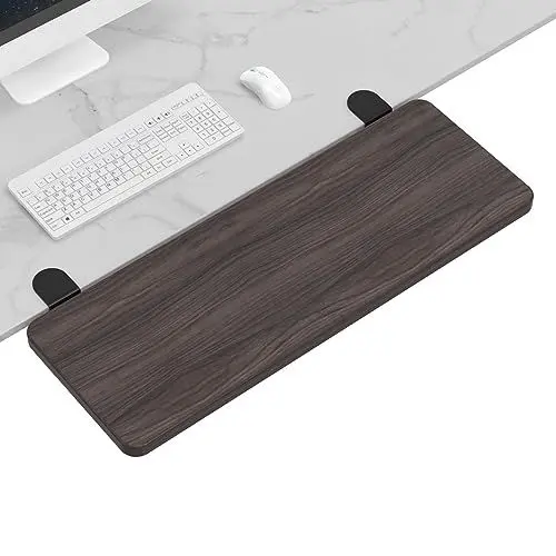 Produktbild: OUGIC Ergonomische Schreibtisch-Verlängerung, 64 x 24 cm, stanzfreie Klemme, faltbare Tastatur-Schubladenablage, Tisch-Halterung, Armlehne, Computer-Ellenbogen-Armstütze