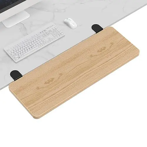 Produktbild: OUGIC Ergonomische Schreibtisch-Verlängerung, 75 x 24 cm, stanzfreie Klemme, faltbare Tastatur-Schubladenablage, Tisch-Halterung, Armlehne, Computer-Ellenbogen-Armstütze