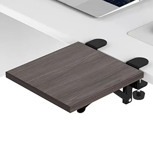 Produktbild: OUGIC Ergonomische Schreibtischverlängerung, 24 x 23 cm, stanzfreie Klemmung, faltbare Tastatur-Schublade, Tischhalterung, Armlehne, Ablage, Computer-Ellenbogen-Armstütze