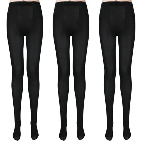 Produktbild: ouhos 3 Paar Schwarz Damen Strumpfhose, Elastisch Semi-Blickdicht bequemer Bund Strumpfhosen Für Damen Plus Größen ﻿