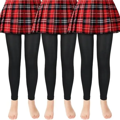 Produktbild: ouhos 3 Stück Ballett Strumpfhose Ballettstrumpfhose Mädchen, ohne Fuß Blickdicht Weiß Schwarz Tanzstrumpfhosen äußerst strapazierfähig für Kinder Größe 100-170