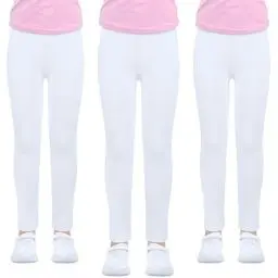 Produktbild: ouhos 3er Pack Leggings Mädchen Schwarz Weiß High Waist Leggins Kinder Sportleggins Lange Weich Elastisch Basic Sporthose Blickdichte Hose für Tanz Yoga Alltag