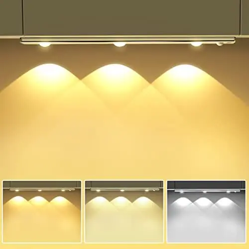 Produktbild: OUILA 30CM Unterbauleuchte Schrankbeleuchtung mit Bewegungsmelder LED Sensor Licht 1200 mAh USB Aufladbar Schrankleuchten stufenlose dimmbar Nachtlicht für Küche, Schlafzimmer, Treppe-1 Stück