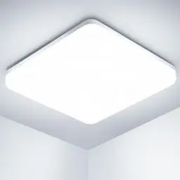 Produktbild: OUILA Led Deckenleuchte, 20W Deckenlampe für Küche Badezimmer Wohnzimmer Keller Flur, IP44 Wasserdicht 2000LM 6500K Natürliches Weißes Beleuchtung Lampen Quadrat 22cm x 22cm