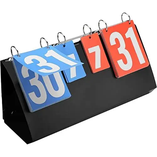 Produktbild: OUKENS Anzeigetafel, 6-stellige Sportanzeigetafel Seiten Flippen Sportwettbewerb Anzeigetafel für Basketball Badminton Tischtennis, Tragbare Tisch-Scoreboard
