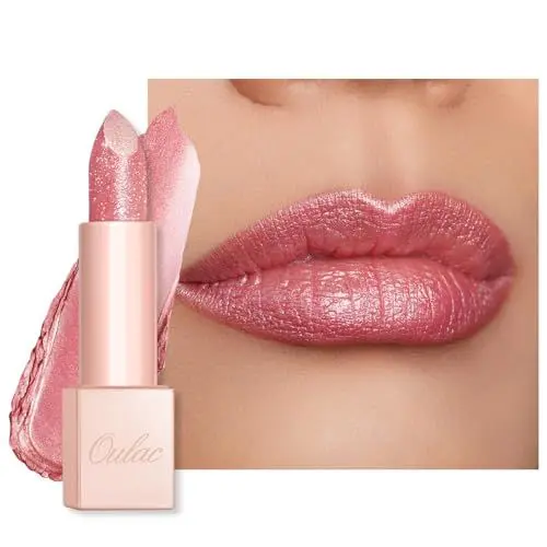 Produktbild: OULAC Feuchtigkeits Glanz Lippenstift Rosa, Schimmernder mit Glänzender Oberfläche, Cremige Textur, Lippenpflege für Feuchtigkeitsspendende Lippen, Vegan (03) Pink Jewel
